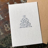 Ornamental Christmas Tree letterpress greetings card, silver